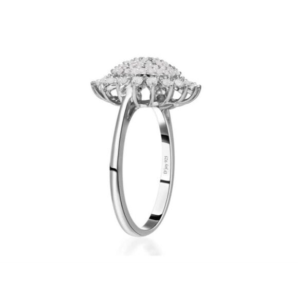 NEW~Gorgeous 1/2 Carat Genuine Diamond Sunburst Cocktail Ring Sz 8 - Picture 8 of 9